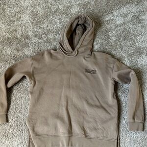 Ganni hooded sweatshirt size small tan